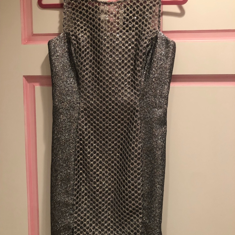 Phoebe Couture Silver Textured Mini Dress